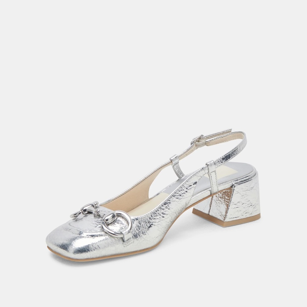 Dolce Vita Melli Silver Block Heel Shoes